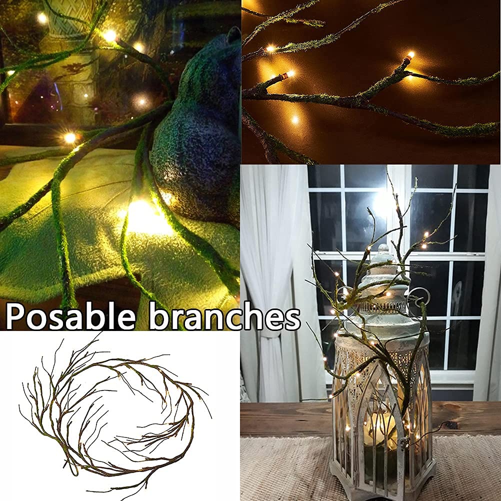 6FT  Pre-Lit Mossy Vine Branch Garland Lights