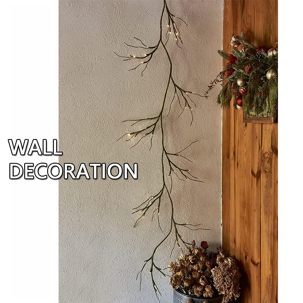 6FT  Pre-Lit Mossy Vine Branch Garland Lights