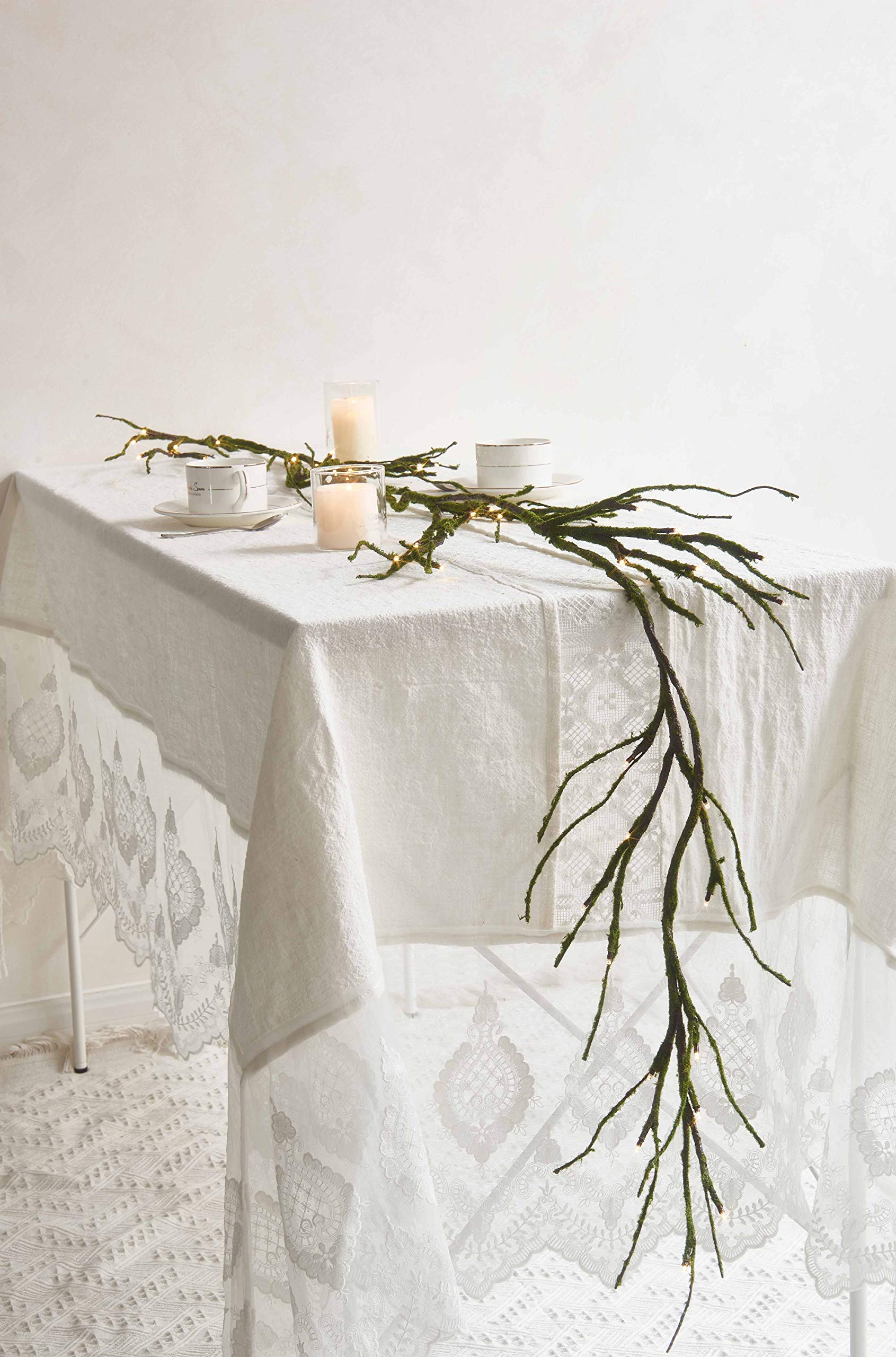 6FT  Pre-Lit Mossy Vine Branch Garland Lights