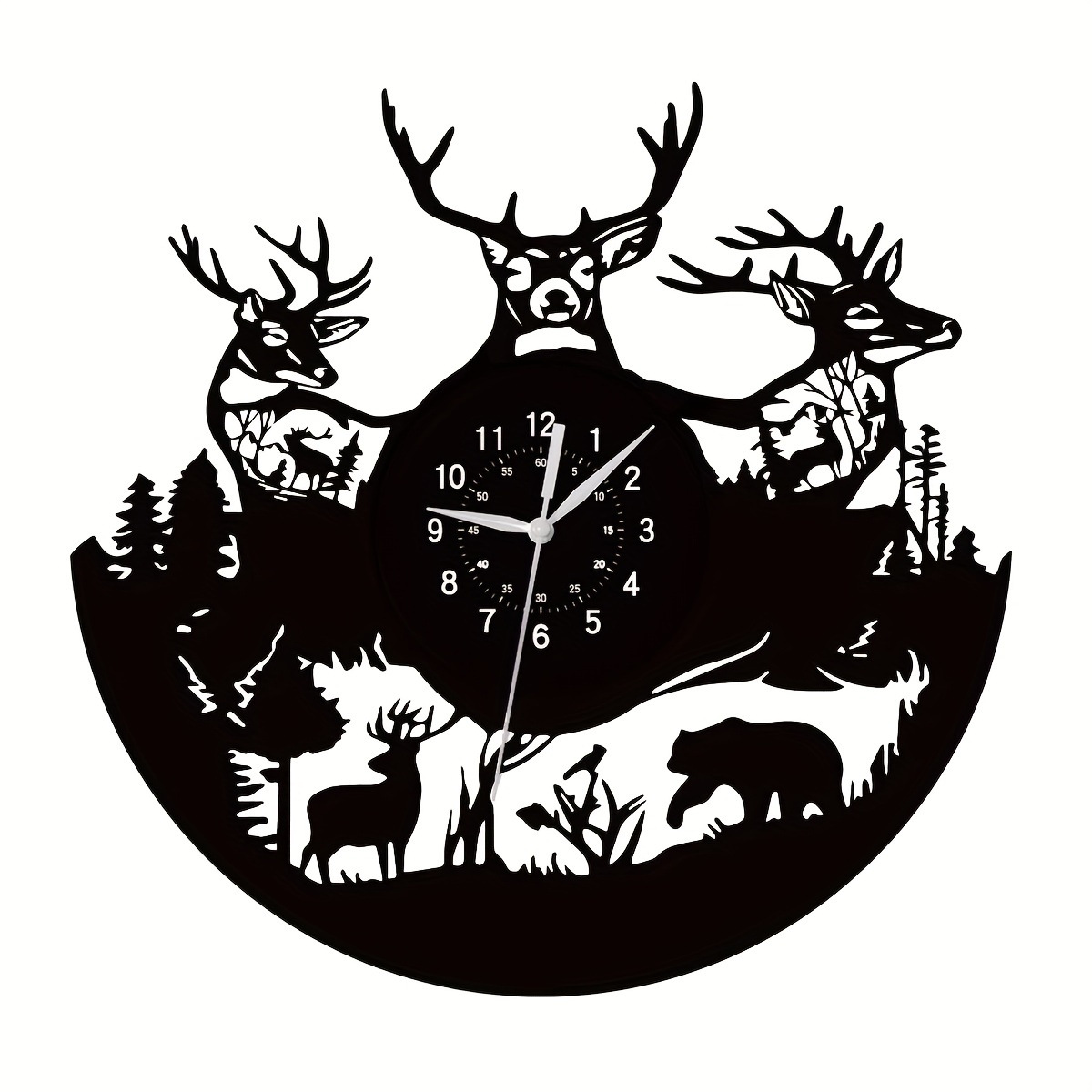 Christmas Wildlife Shadow Art LED Vinyl Wall Clock