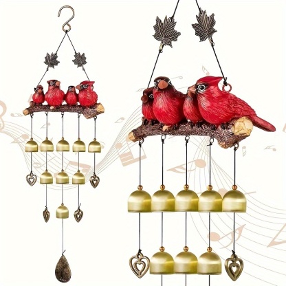 Bird Family Hanging Wind Chime with Bells