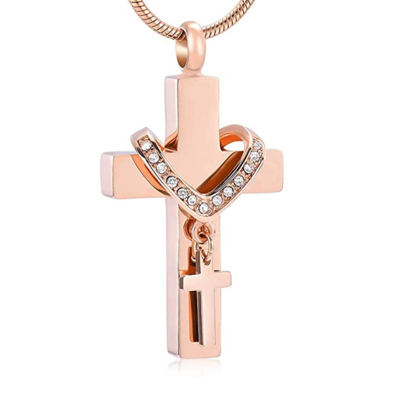 Crystal Cross Keepsake Urn Necklace