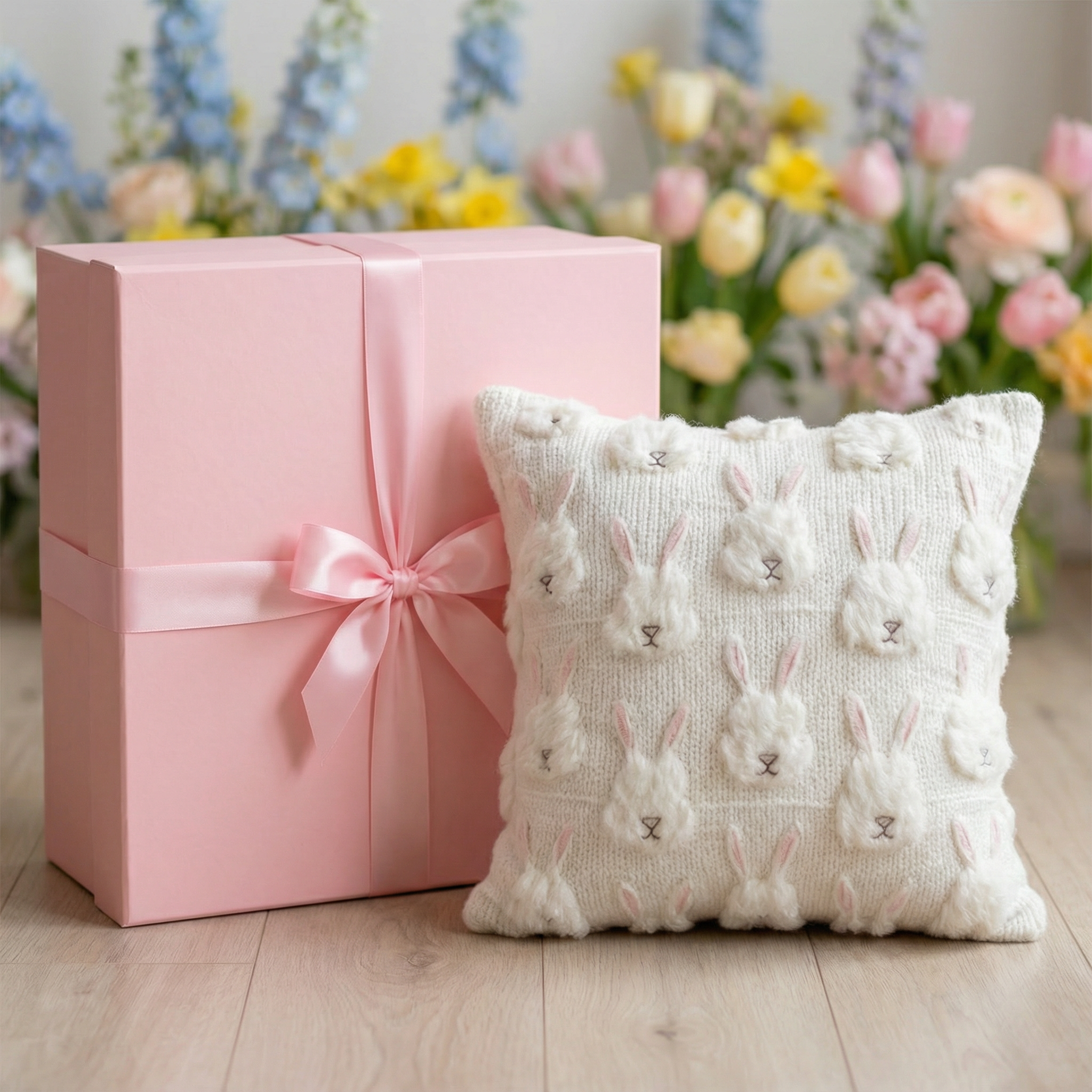3D Easter Bunny Tufted Cushion Cover