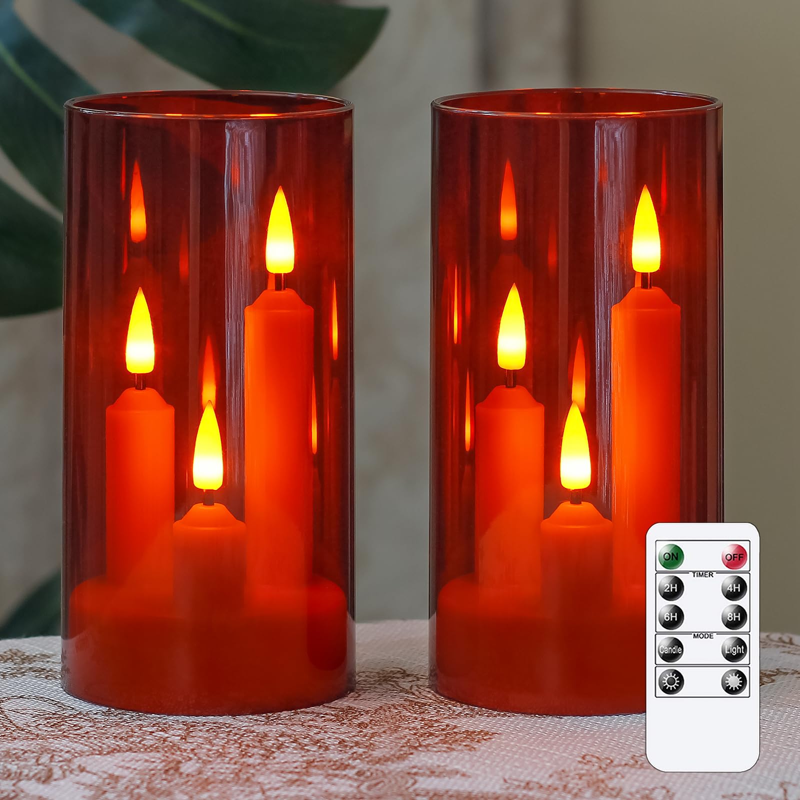 3 in 1 Flameless Taper Short Candles with 10 Key Remote Control
