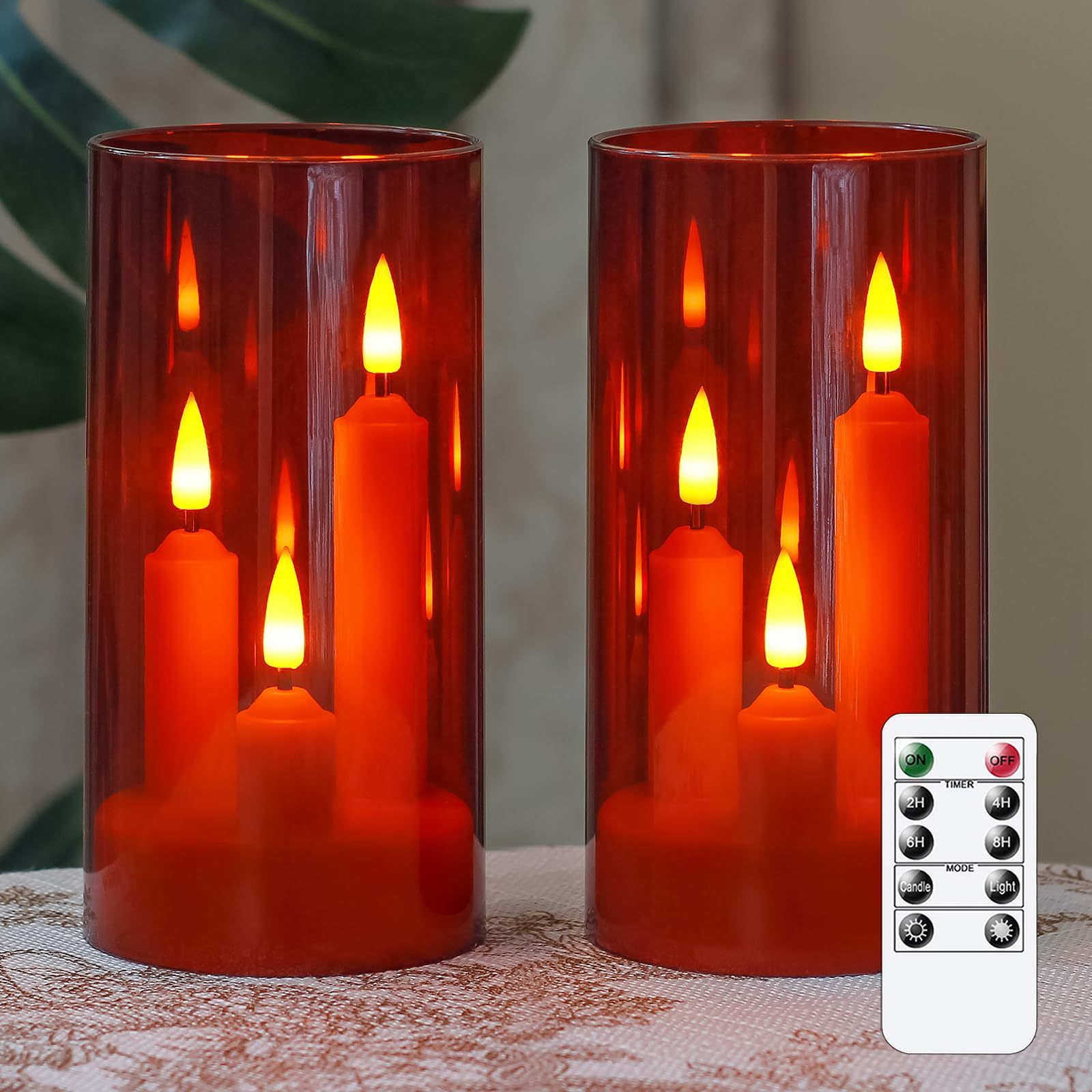 3 in 1 Flameless Taper Short Candles with 10 Key Remote Control