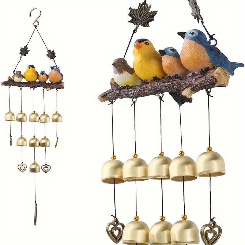 Bird Family Hanging Wind Chime with Bells