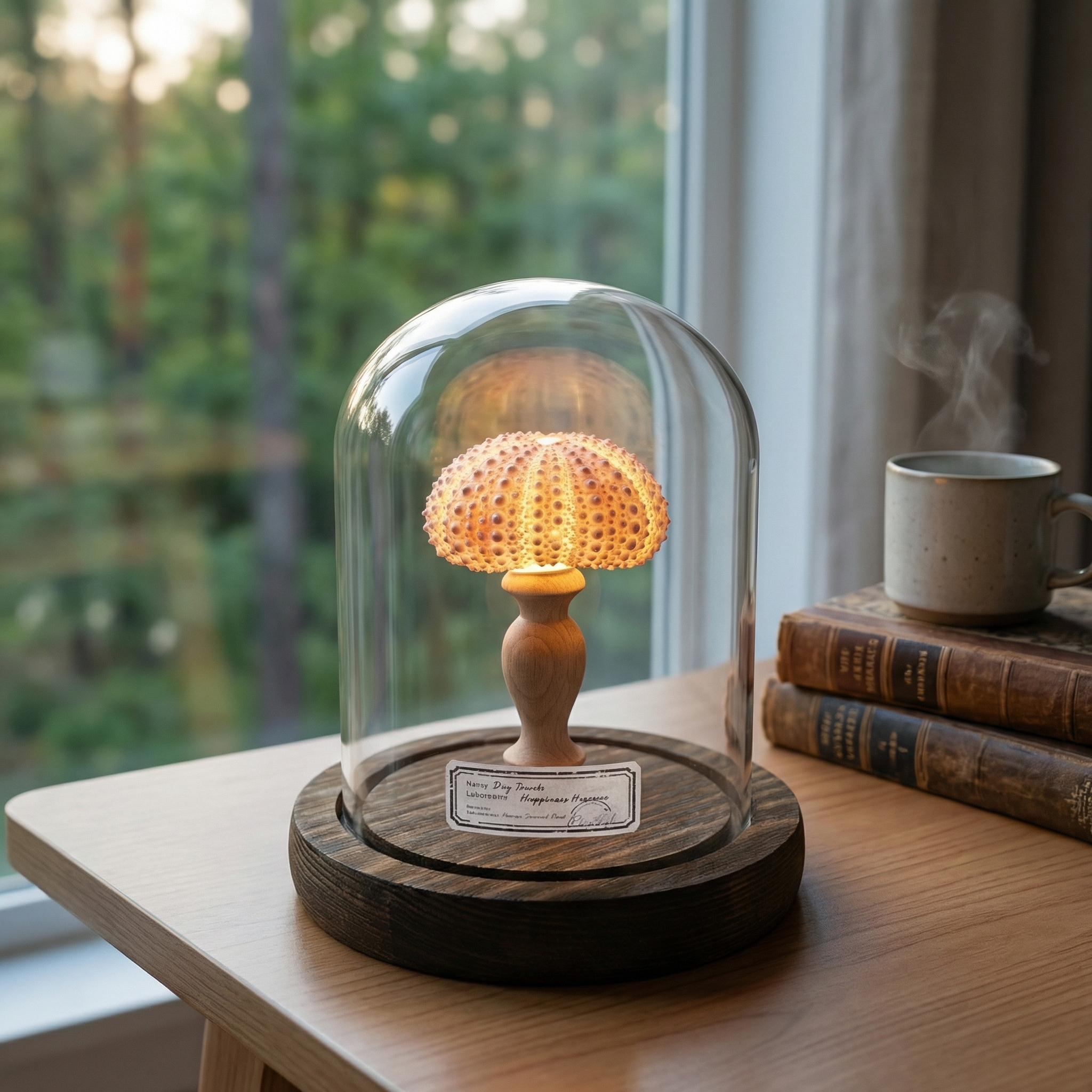Handmade Sea Urchin Shell Warm Ambient Night Light
