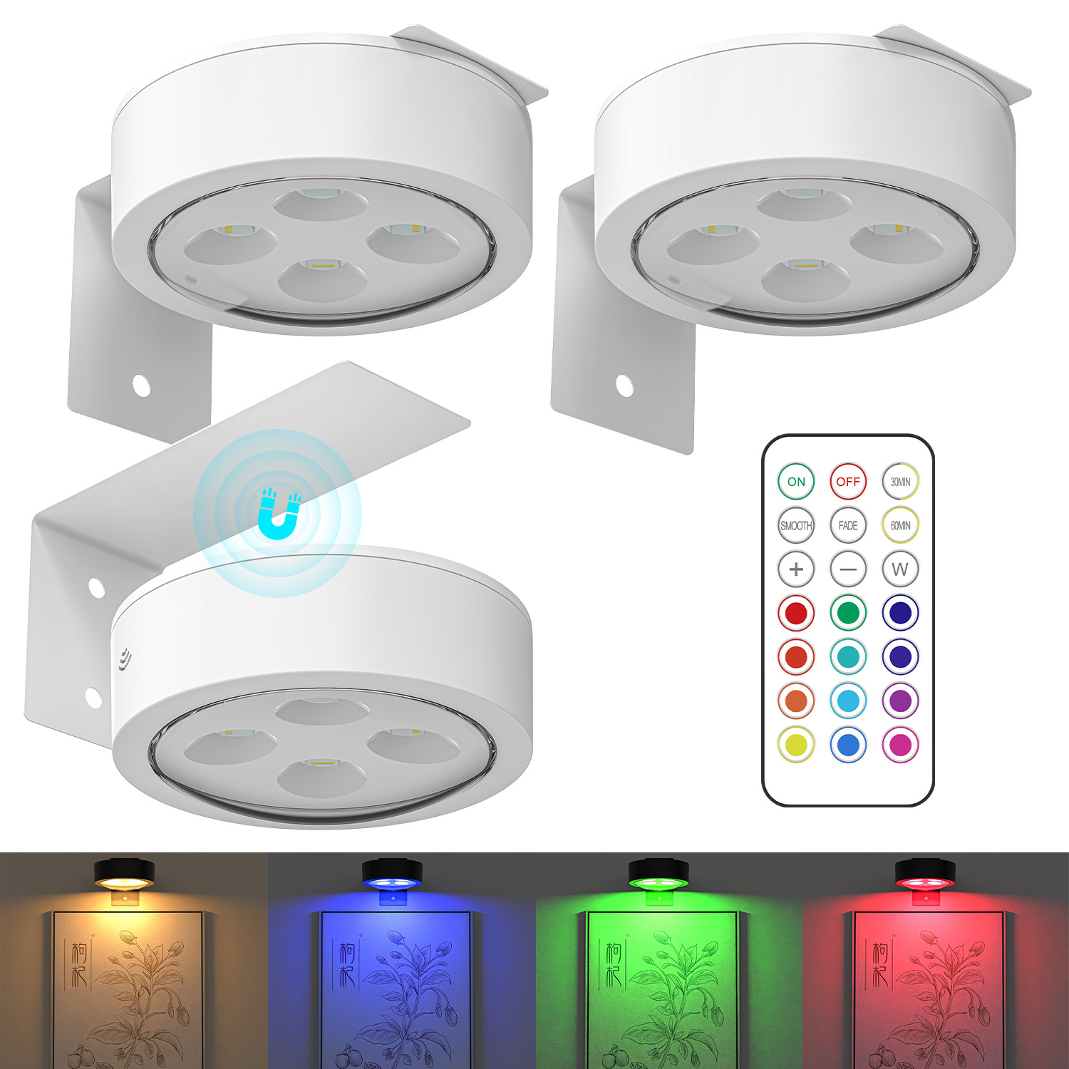 3 Pack Picture Lights for Wall with Remote Control