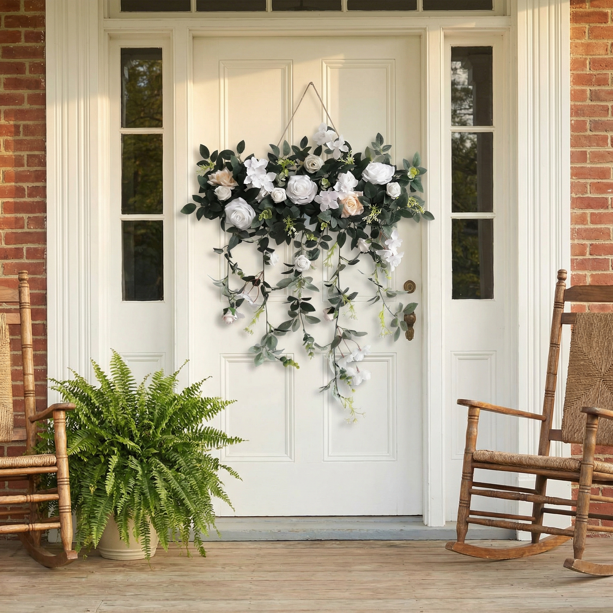 Elegant Artificial Rose Door Swag with Eucalyptus Greenery（最稳妥、最推荐）