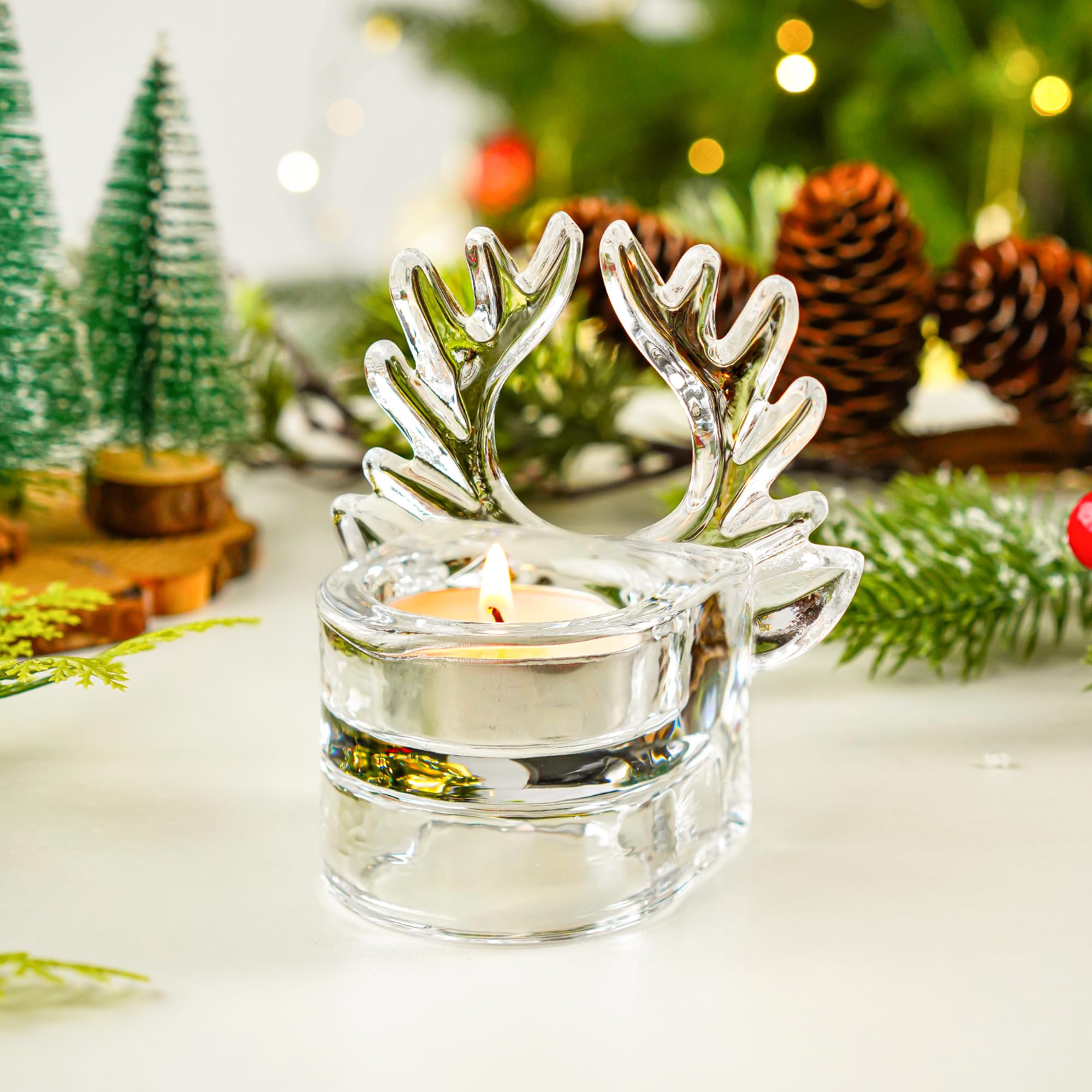 Twinkle Halo Clear Glass Candle Holder Collection