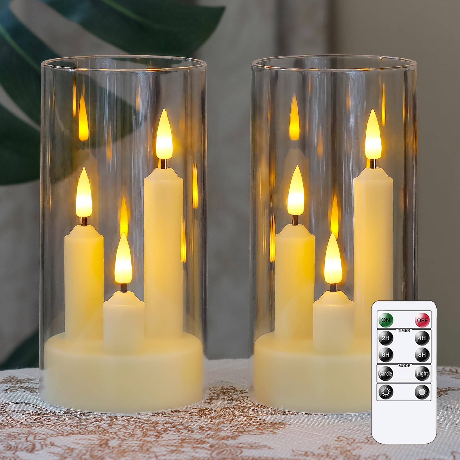 3 in 1 Flameless Taper Short Candles with 10 Key Remote Control