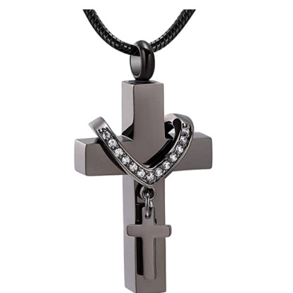 Crystal Cross Keepsake Urn Necklace