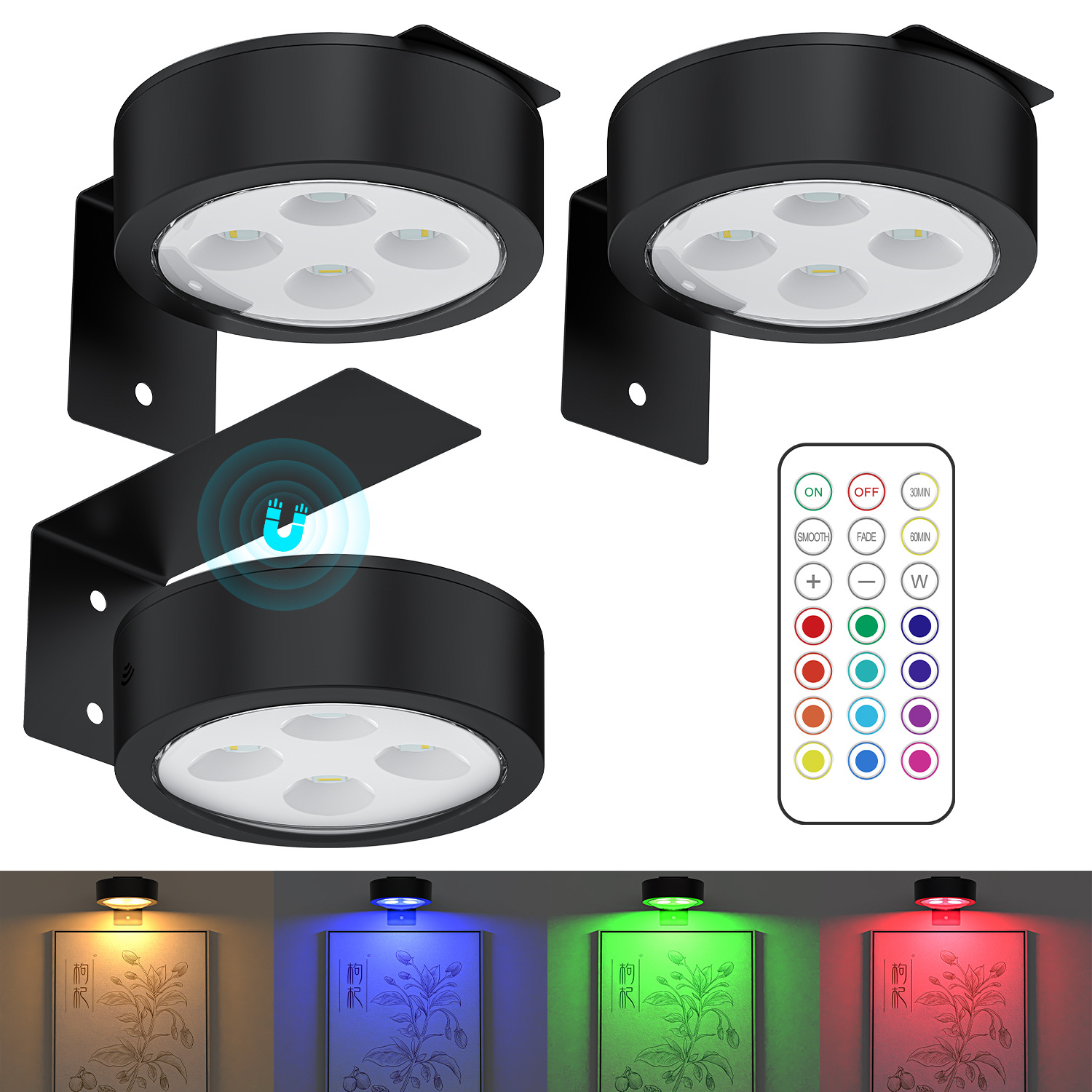 3 Pack Picture Lights for Wall with Remote Control