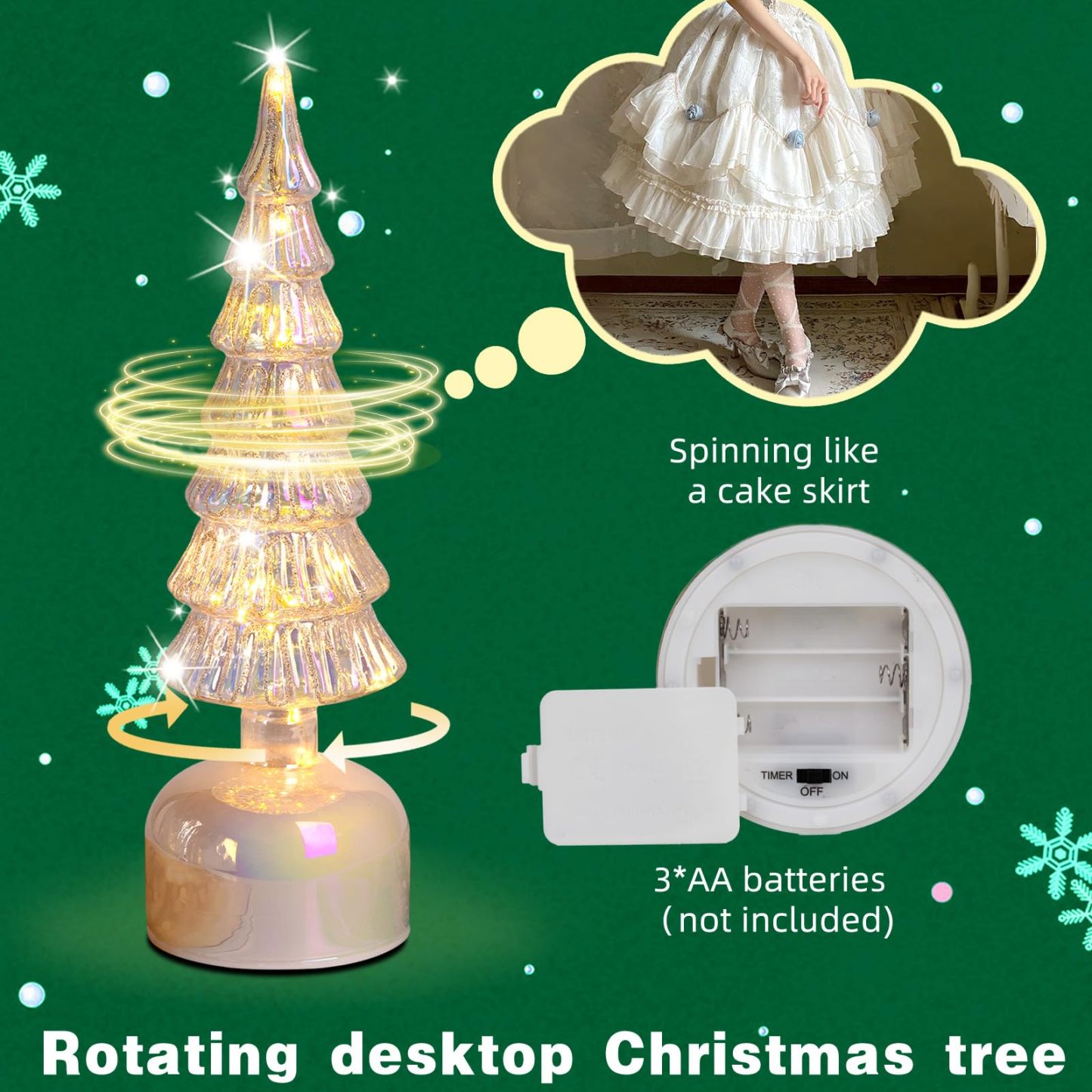 Rotating Mercury Glass Christmas Tree Decoration