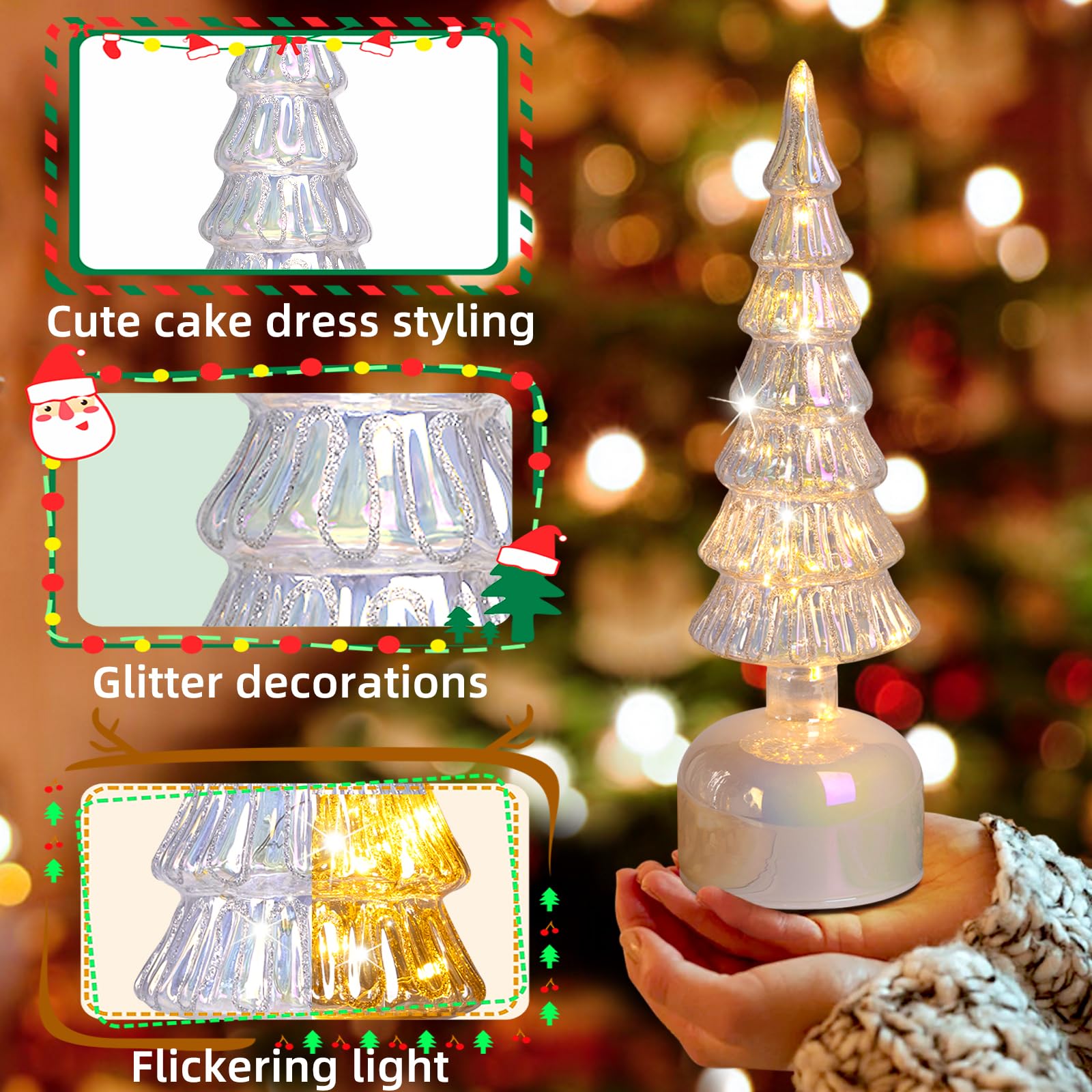 Rotating Mercury Glass Christmas Tree Decoration