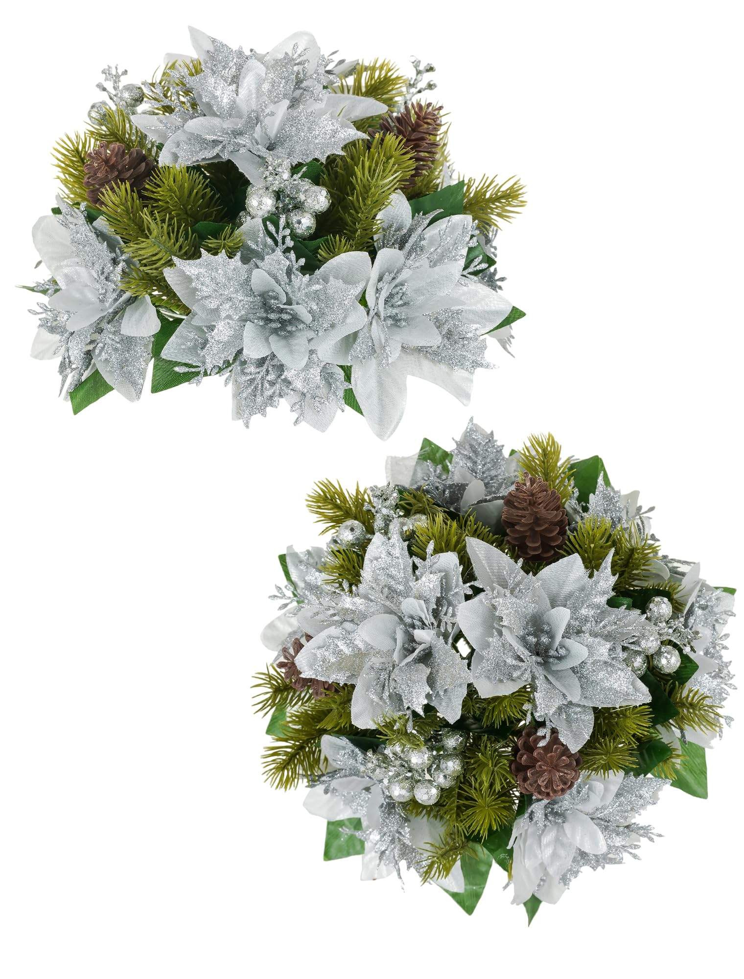 2 Pcs Poinsettias Artificial Christmas Flower Balls Decoration
