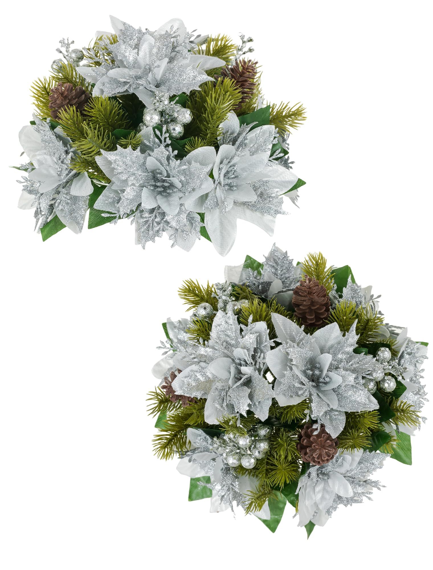 2 Pcs Poinsettias Artificial Christmas Flower Balls Decoration