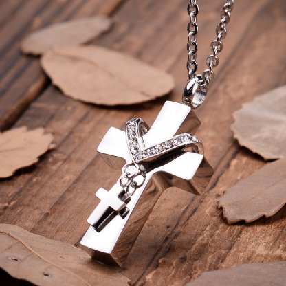 Crystal Cross Keepsake Urn Necklace