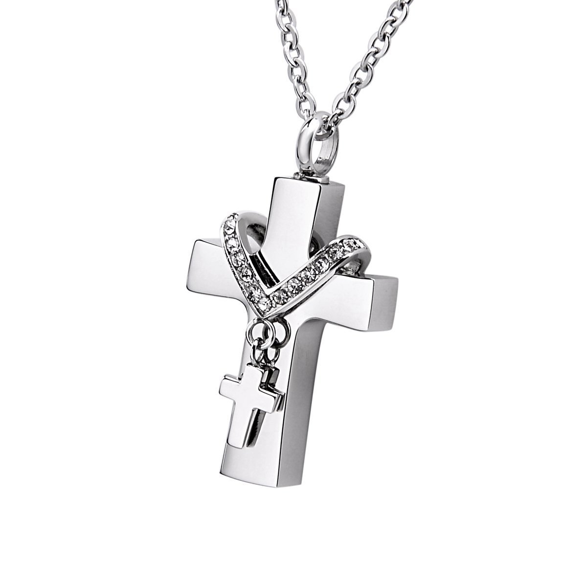 Crystal Cross Keepsake Urn Necklace