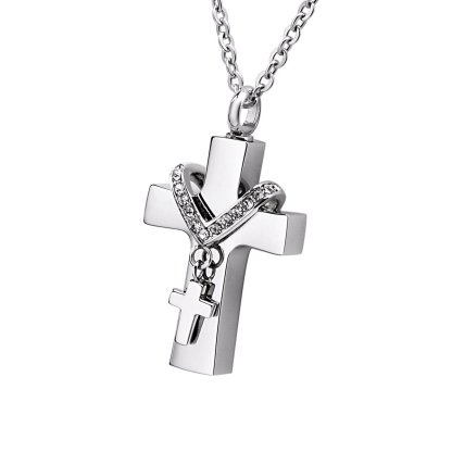 Crystal Cross Keepsake Urn Necklace