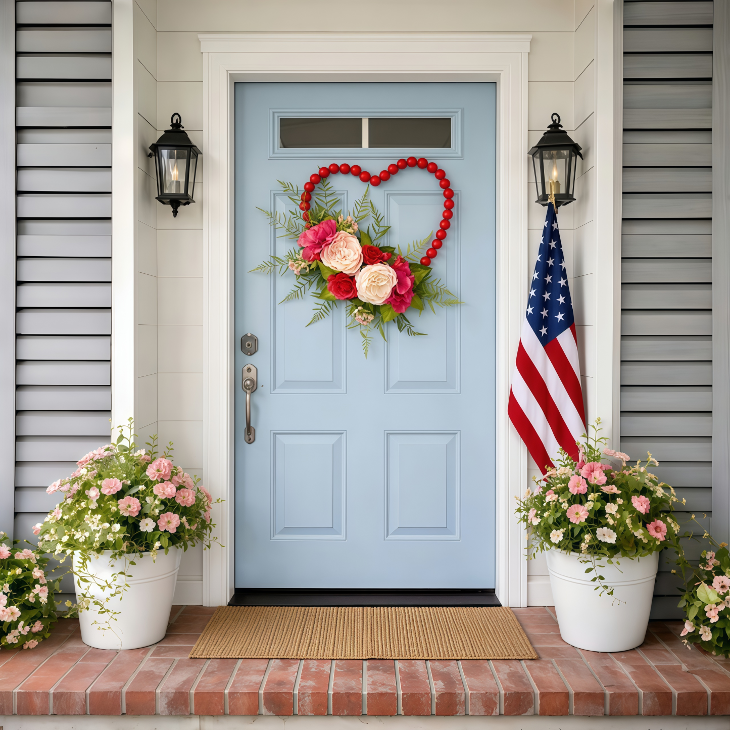 Luxurious Wooden Bead Heart Wreath Hanging Wall Decor