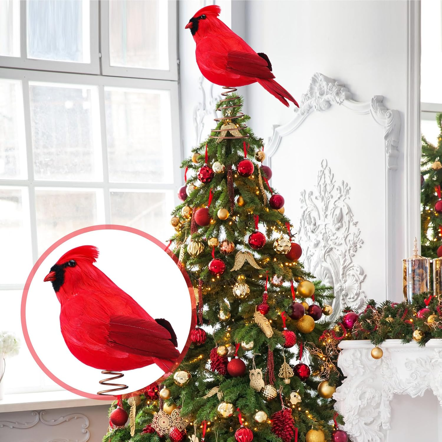 11.8'' Red Cardinal Christmas Tree Topper