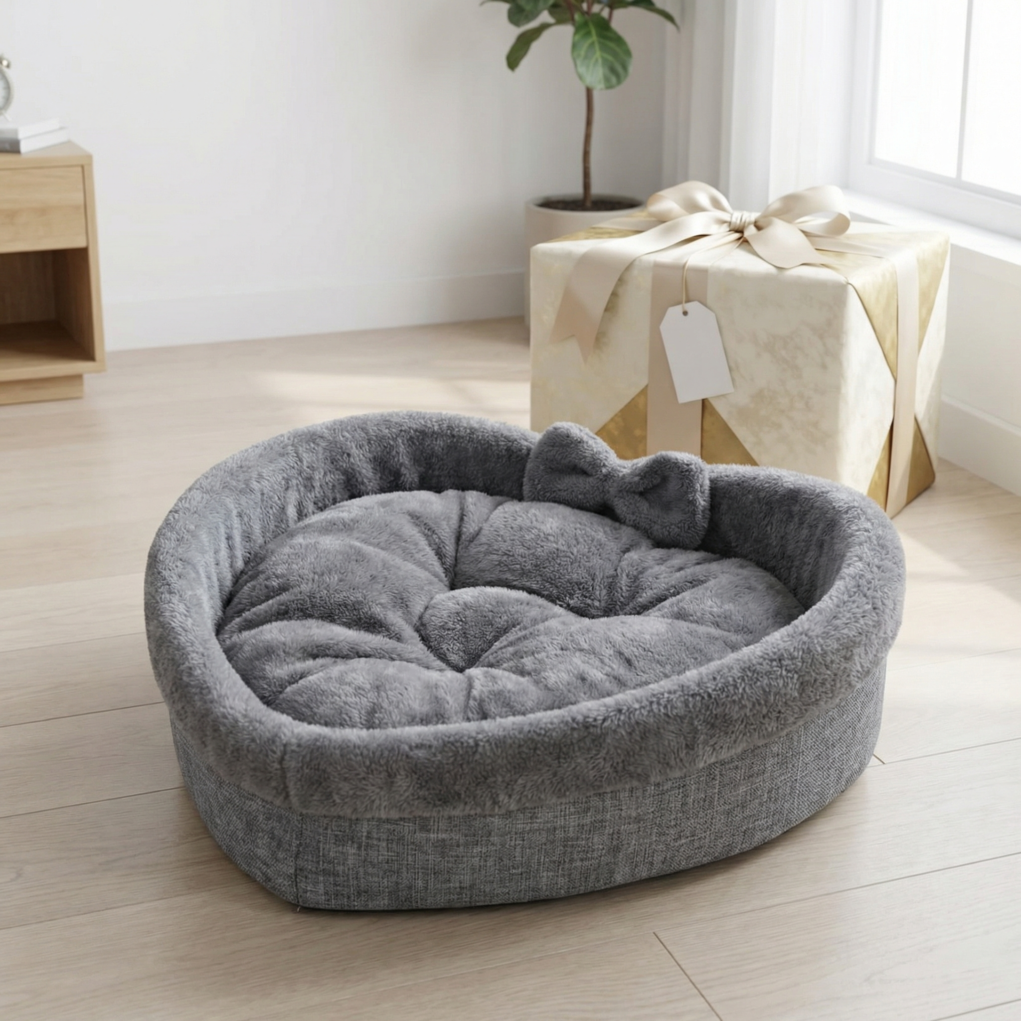 Heart Shaped Plush Cat Bed Warm Cozy Cat Nest