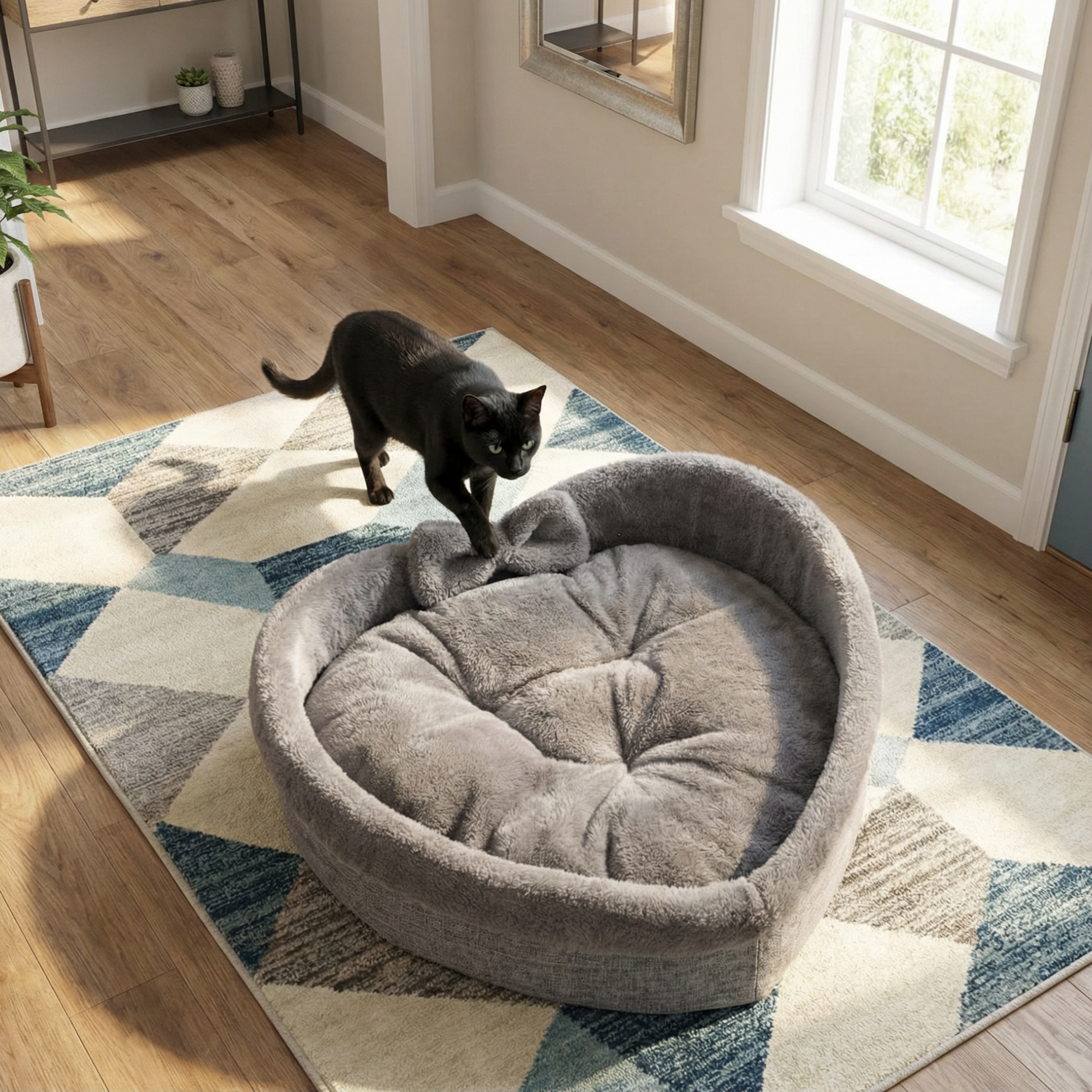 Heart Shaped Plush Cat Bed Warm Cozy Cat Nest