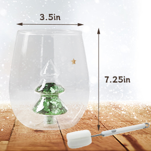 3D Christmas Tree Glitter Wine Glass