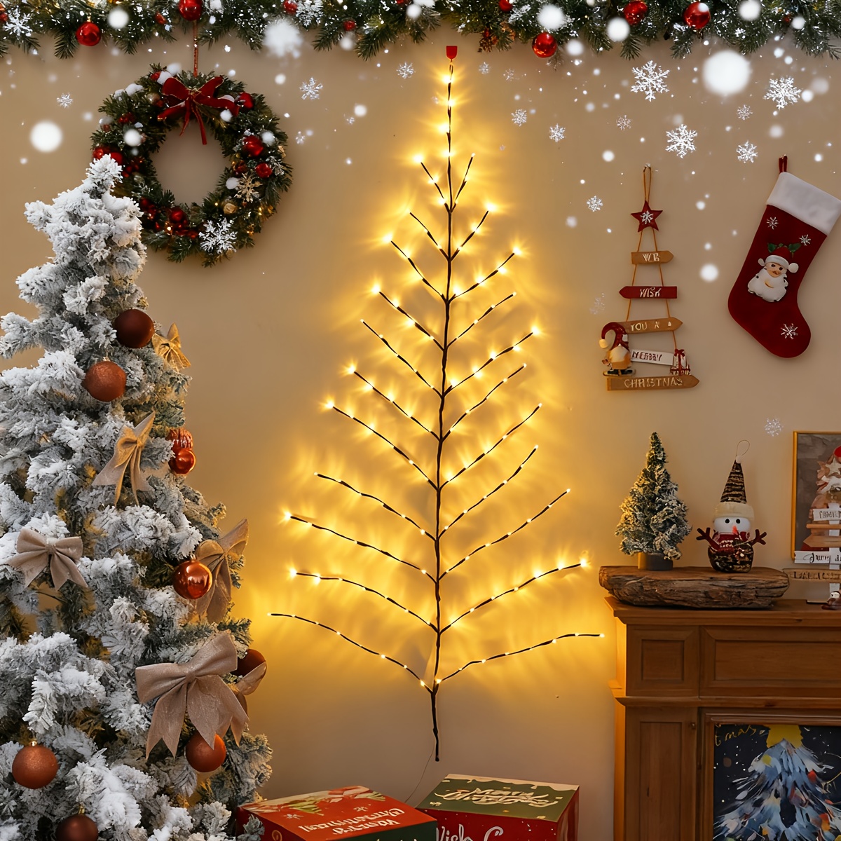 5.2ft Lighted Christmas Wall Tree