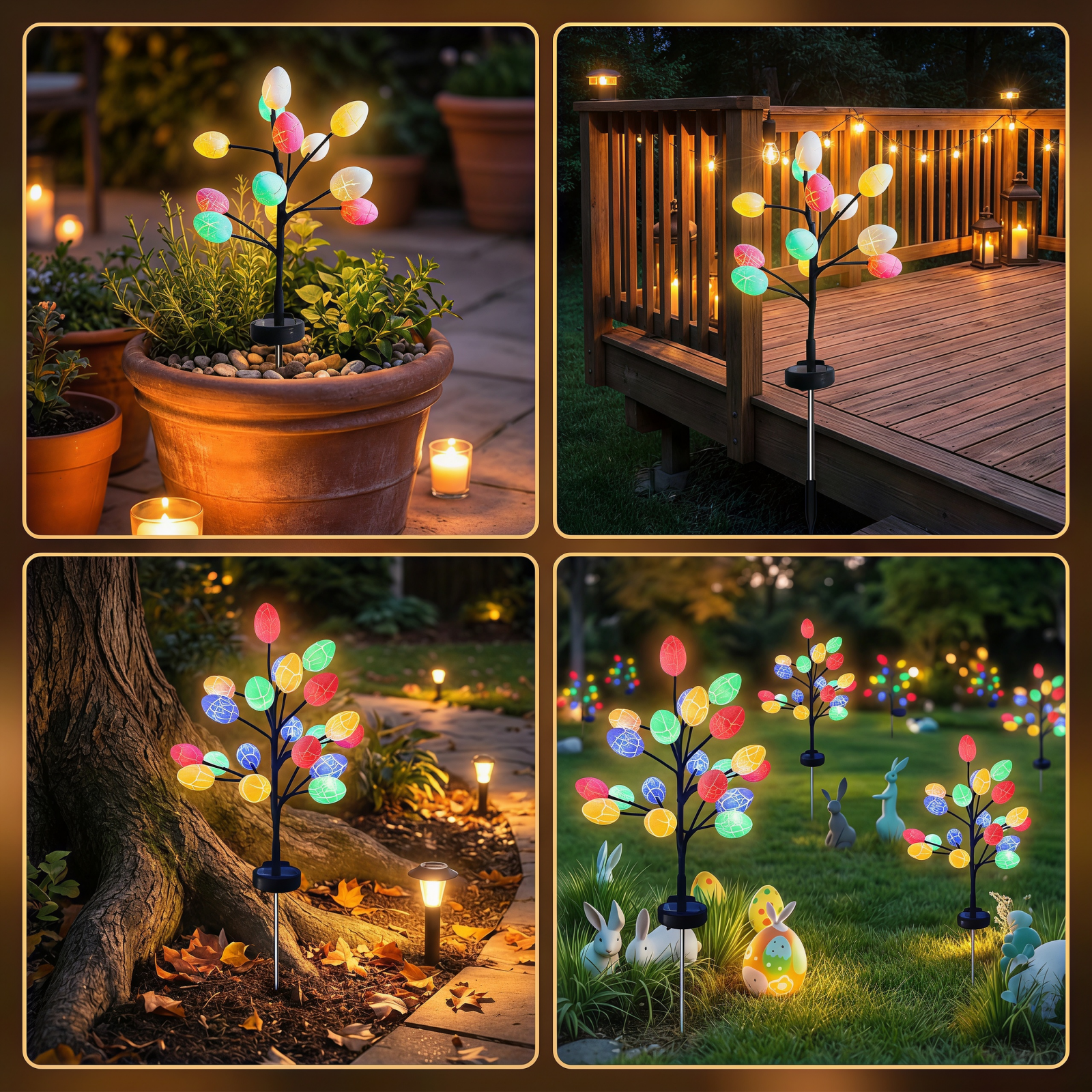 1 Pack Solar Easter Egg Tree Pathway Light