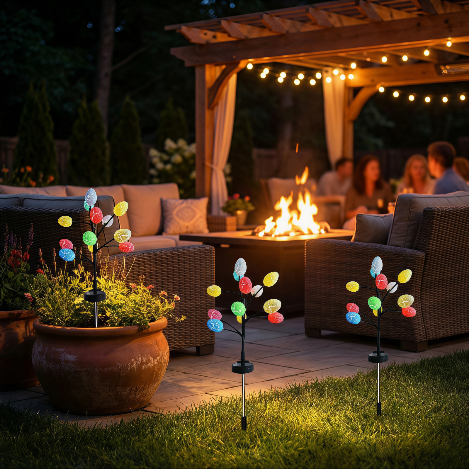 1 Pack Solar Easter Egg Tree Pathway Light