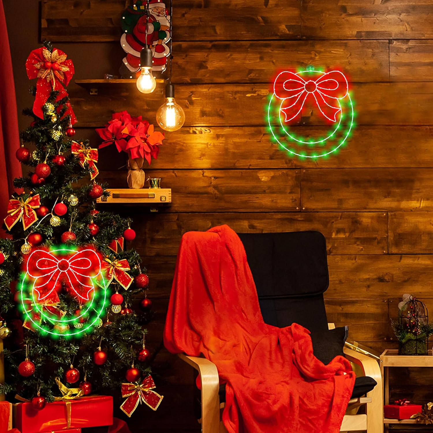 14" Lighted Christmas Wreath with Bow