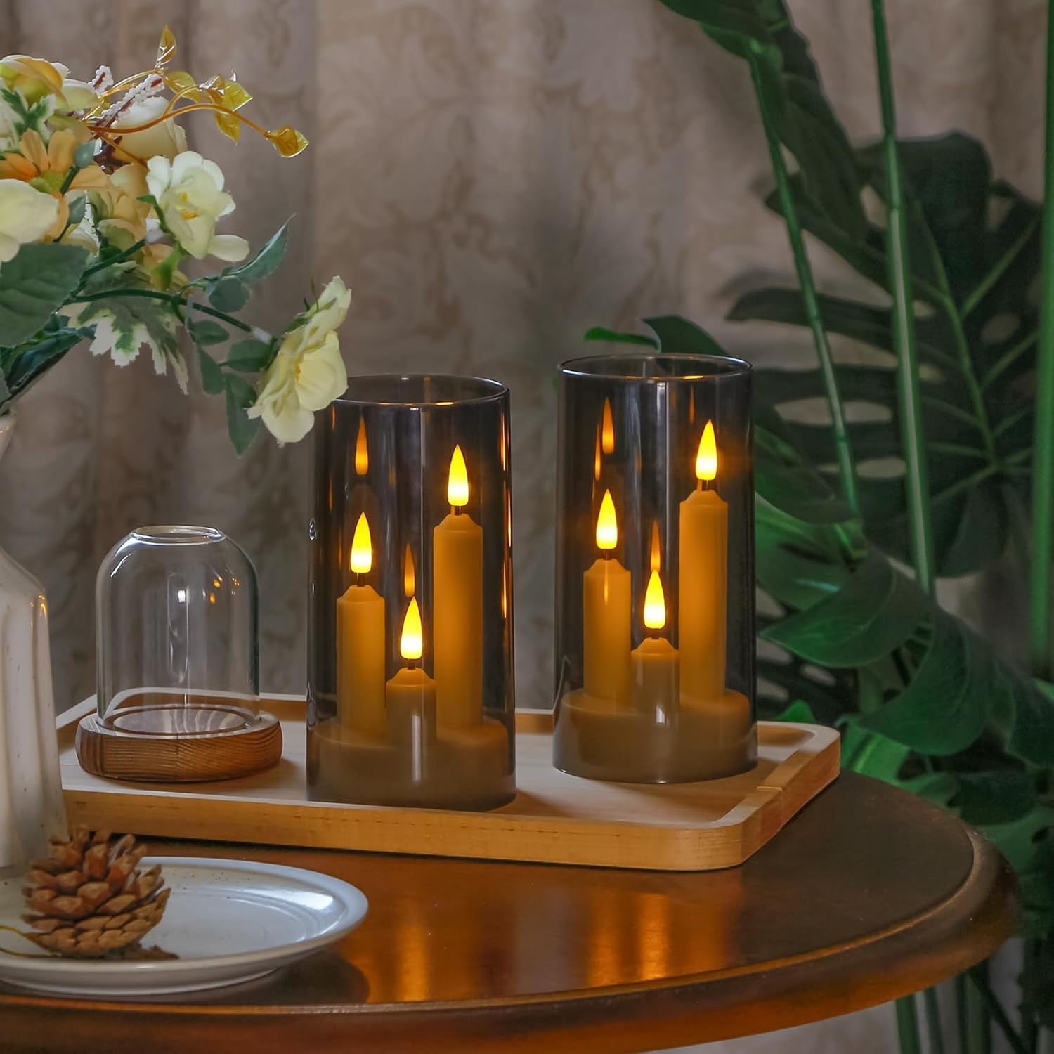 3 in 1 Flameless Taper Short Candles with 10 Key Remote Control
