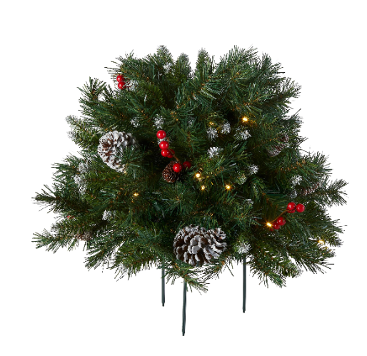 18 Inch Pre-lit Christmas Planter Bushes