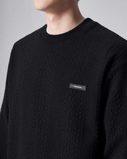 Textured Weave Cable Knit Sweater