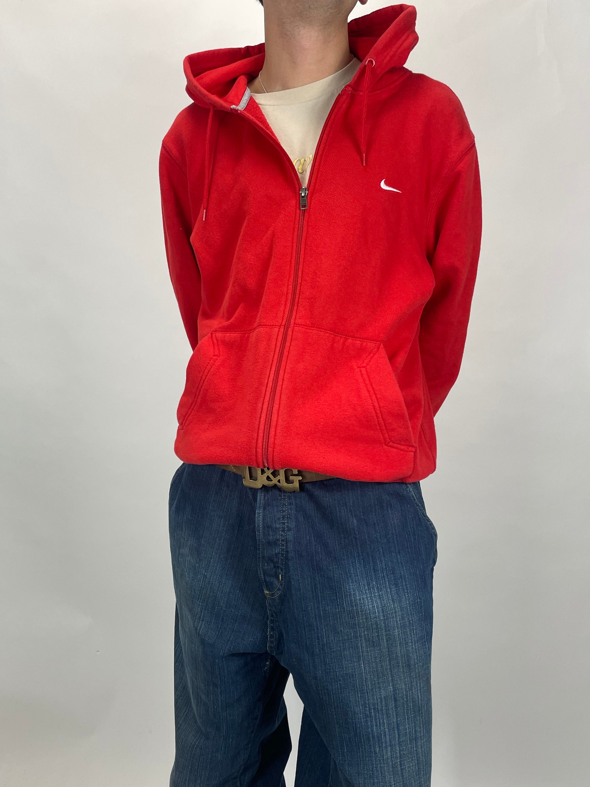 Red Nike Zip Baggy Hoodie