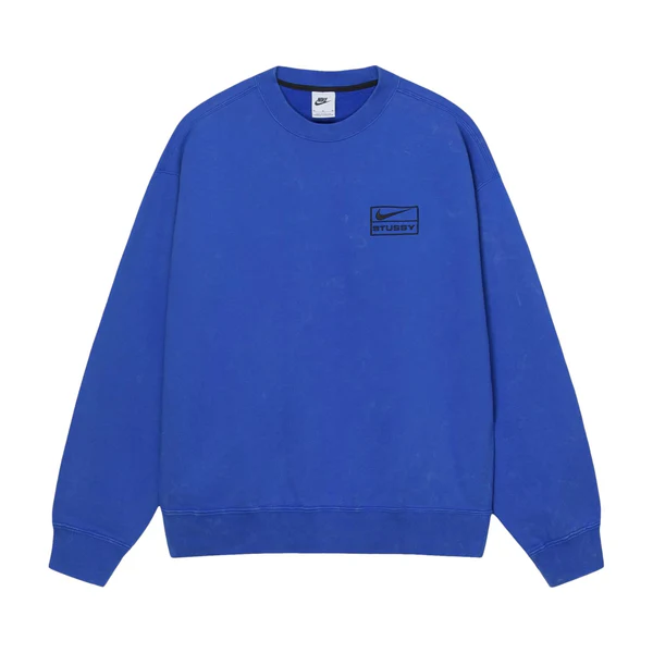 BLUE-NIKE X STUSSY WASHED FLEECE CREWNECK 
