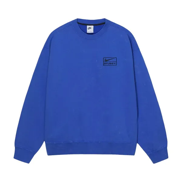 BLUE-NIKE X STUSSY WASHED FLEECE CREWNECK 