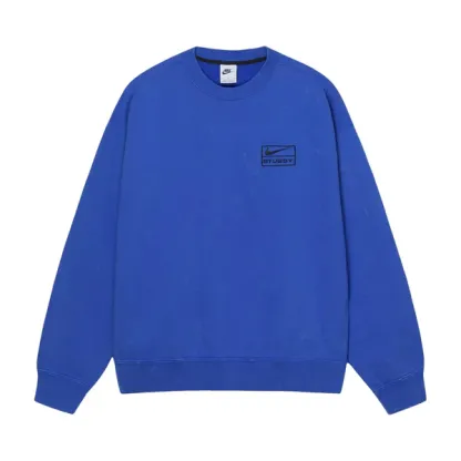 BLUE-NIKE X STUSSY WASHED FLEECE CREWNECK 