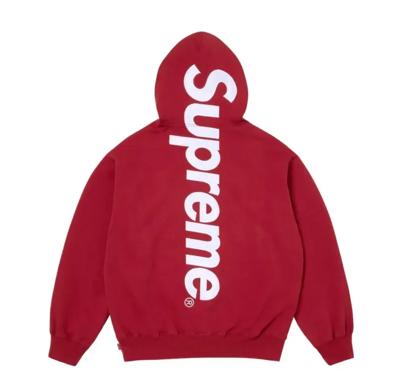 Supreme Satin Applique Hooded Sweatshirt FW25 Dark Red