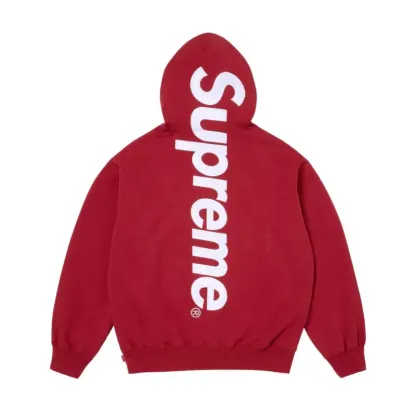 Supreme Satin Applique Hooded Sweatshirt FW25 Dark Red
