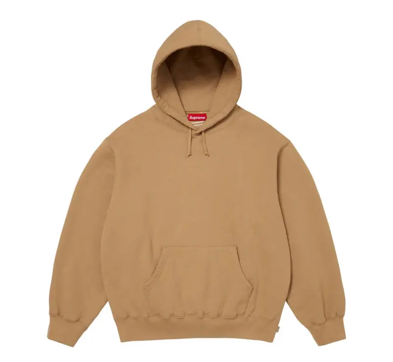 Supreme Satin Applique Hooded Sweatshirt FW25 Tan Beige