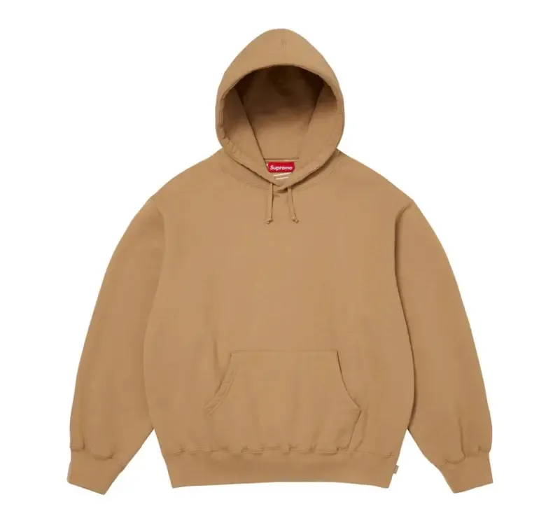 Supreme Satin Applique Hooded Sweatshirt FW25 Tan Beige
