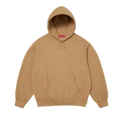 Supreme Satin Applique Hooded Sweatshirt FW25 Tan Beige