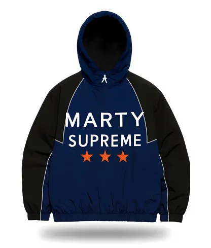 Marty Inspired Hooded Blac/Navy Blue Color Bomber Style Jacket Parashot Hoodie
