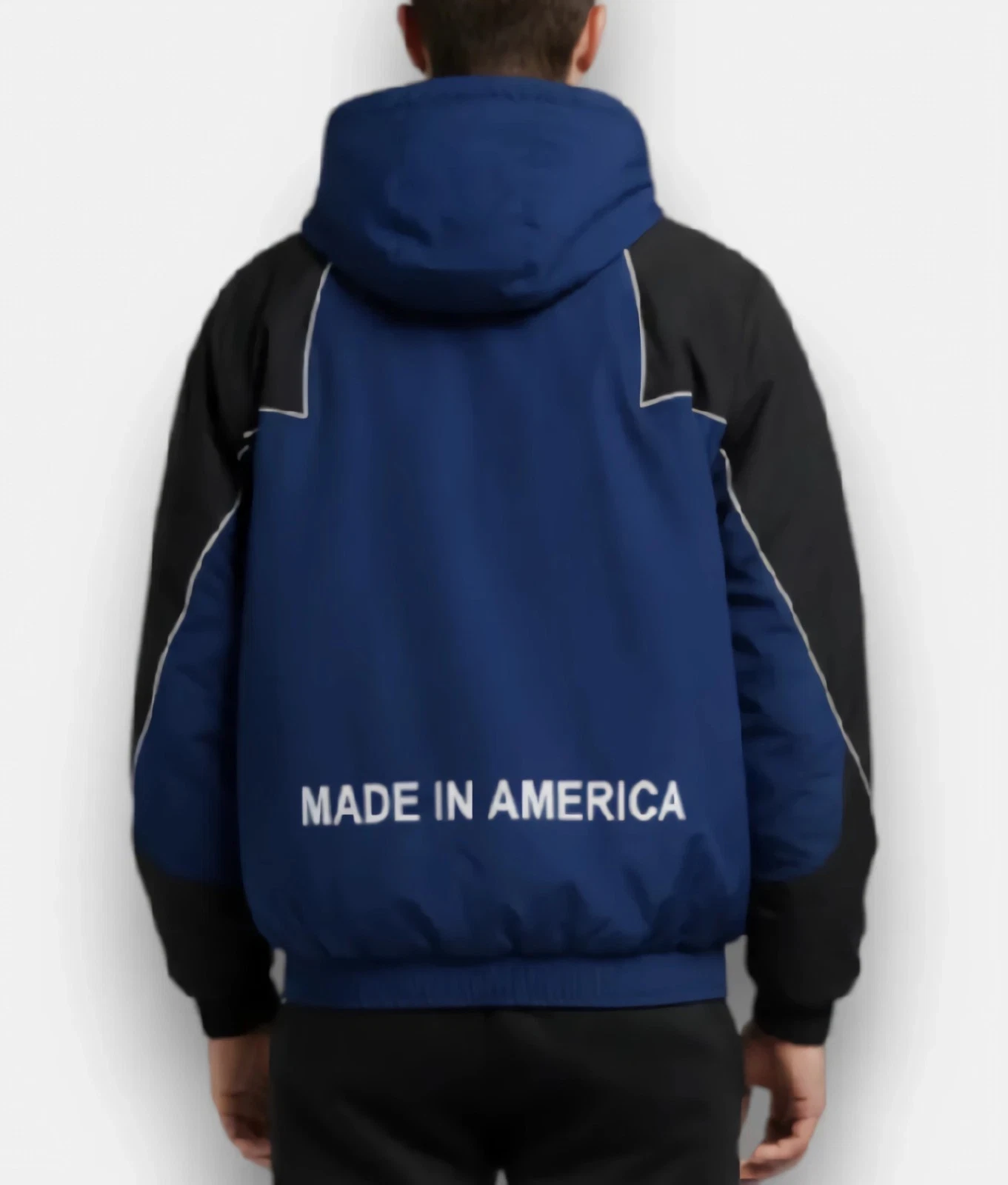 Marty Inspired Hooded Blac/Navy Blue Color Bomber Style Jacket Parashot Hoodie