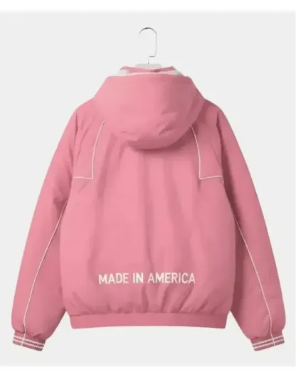 Marty Inspired Hooded Pink Color Bomber Style Jacket Parashot Hoodie