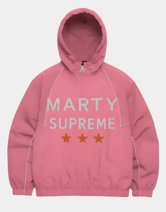 Marty Inspired Hooded Pink Color Bomber Style Jacket Parashot Hoodie