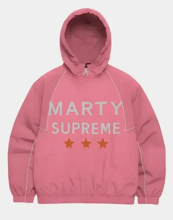 Marty Inspired Hooded Pink Color Bomber Style Jacket Parashot Hoodie